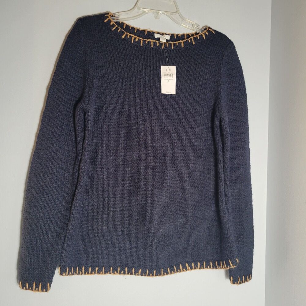 J. Jill Pure Jill Whipstitch-Trimmed Pullover Sweater Women MSRP $99 Size Small